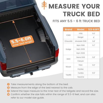 HEYTRIP Truck Bed Tent 5.0ft-6.8ft Waterproof Pickup Truck Tent Double Layer 2 Person Truck Tent Camper for Camping Fishing