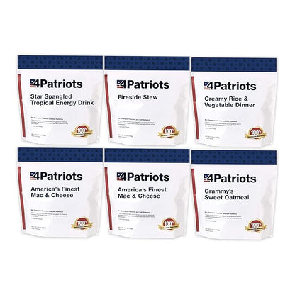 4Patriots: 1-Week Emergency Food Supply Survival Kit, Perfect for Camping, Freeze-Dried Preparedness Food, Designed to Last 25 Years, Be Ready with 42 Servings of Delicious Breakfast, Lunch, & Dinner