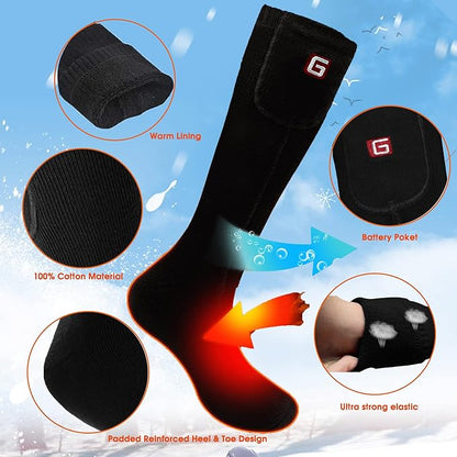 SVPRO Rechargeable Heating Socks Battery Operated Socks Heated for Women Men,Electric Heated Socks with 3 Heating Settings Outdoor Riding Camping Hiking Skiing Motorcycle Winter Electric Warm Socks