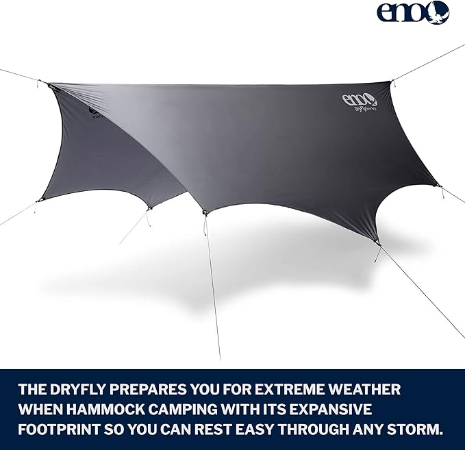 ENO, DryFly Rain Tarp - Heavy-Duty Waterproof Tarp - for Camping, Hiking, Backpacking, Travel, a Festival, or The Beach