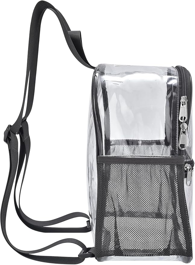 Oraben Clear Backpack for Stadium Events Clear Stadium Backpack 12x6x12 Bag (Nylon Shoulder Straps, Charcoal Gray)