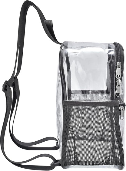 Oraben Clear Backpack for Stadium Events Clear Stadium Backpack 12x6x12 Bag (Nylon Shoulder Straps, Charcoal Gray)