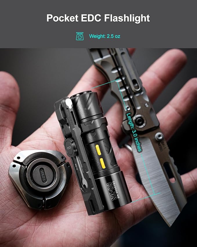 SK03 PRO Small Flashlights Powerful, LED Rechargeable Flashlight USB C, 1000 High Lumens EDC Flashlight with Magnetic Bracket, 4 Colors Filters, 10 Modes for Outdoor, Camping, Emergency