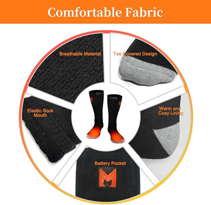 Heated Socks for Men and Women, Battery Operated Socks Washable Electric Heated Socks for Hiking Camping Skiing Fishing Hunting Mountaineering