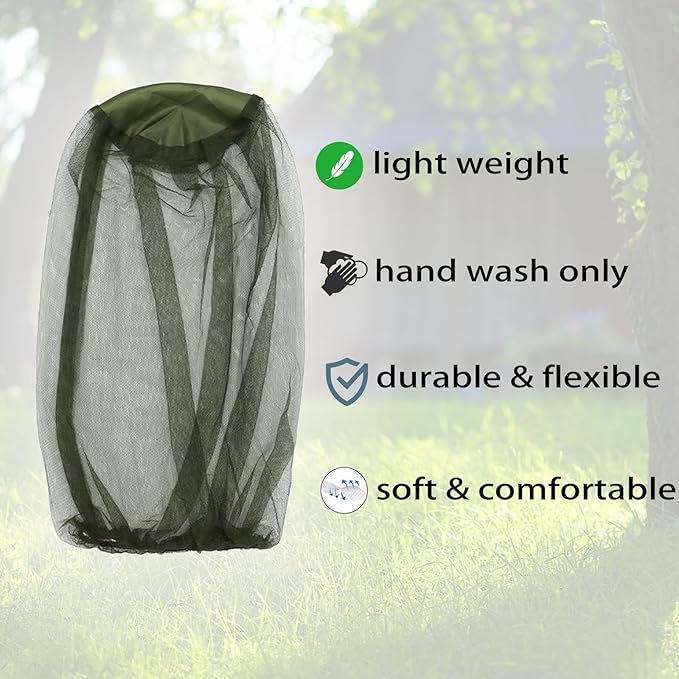 Mosquito Head Net Head Mesh with Extra Fine Holesfor Protecting from Insect Bug Bee Mosquito Gnats, Face Netting for Camping/Hiking/Fishing
