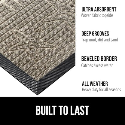 GORILLA GRIP 100% Waterproof All-Season WeatherMax Doormat, 47x35, Durable Natural Rubber, Stain and Fade Resistant, Low Profile, Indoor Outdoor Door Mats, Easy Clean Patio Entrance Mat, Sand Beach