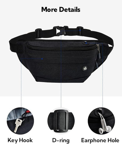 WATERFLY Fanny Pack for Men Women Water Resistant Large Hiking Waist Bag Pack Carrying All Phones for Running Walking Traveling