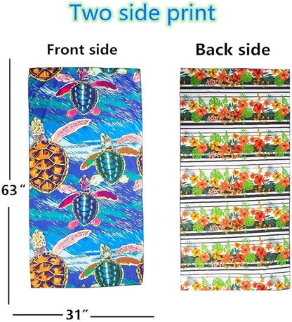 HAOKUN Microfiber Sand Free Beach Towel Blanket-Quick Fast Dry Super Absorbent Lightweight Thin Towel for Travel Pool Swimming Bath Camping Yoga Gym Sports Idea … (Turtle)
