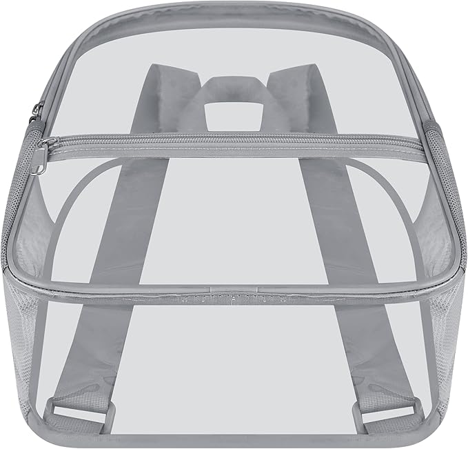 Oraben Clear Backpack for Stadium Events Clear Stadium Backpack 12x6x12 Bag (Nylon Shoulder Straps, Grey)