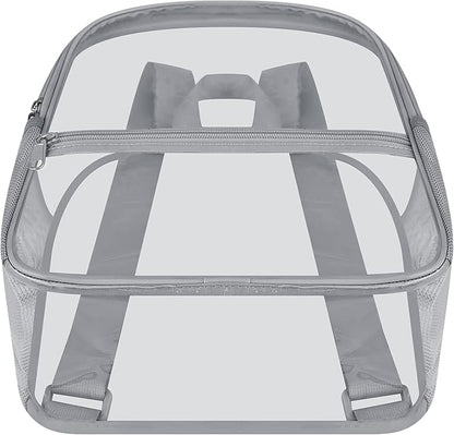 Oraben Clear Backpack for Stadium Events Clear Stadium Backpack 12x6x12 Bag (Nylon Shoulder Straps, Grey)