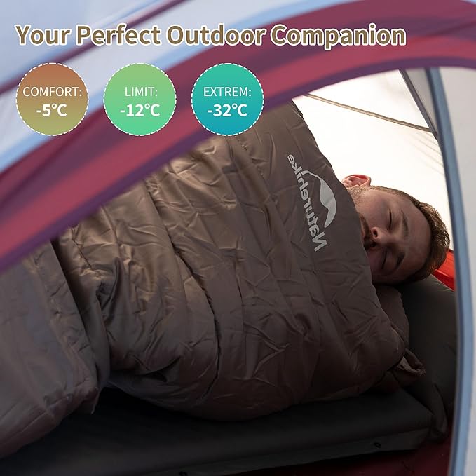Naturehike Sleeping Bags for Adults, 23-39℉ Mummy Backpacking Sleeping Bag, 0 Degree Lightweight Sleeping Bag Warm for Camping, Hiking