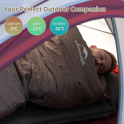 Naturehike Sleeping Bags for Adults, 23-39℉ Mummy Backpacking Sleeping Bag, 0 Degree Lightweight Sleeping Bag Warm for Camping, Hiking