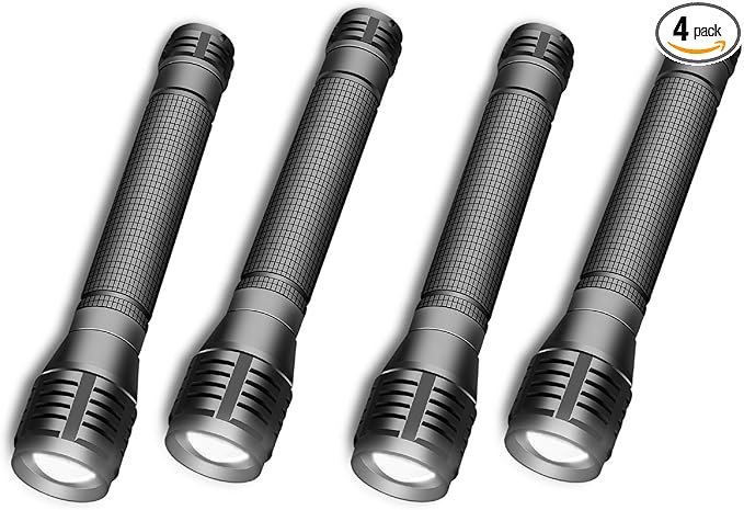 2000 Lumens LED Flashlight - AA Battery Powered, 3 Modes, Zoomable Focus, Water Resistant - Perfect for Camping, Hiking, Emergency (Battery not Included)