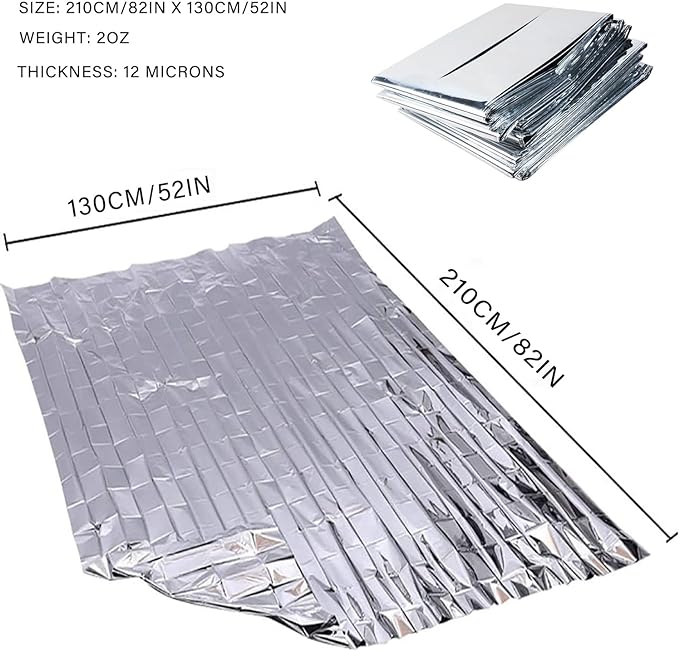 Emergency Foil Thermal Blanket (Pack of 6), Survival Blankets Perfect for Outdoors, Hiking, Survival, Marathons or First Aid