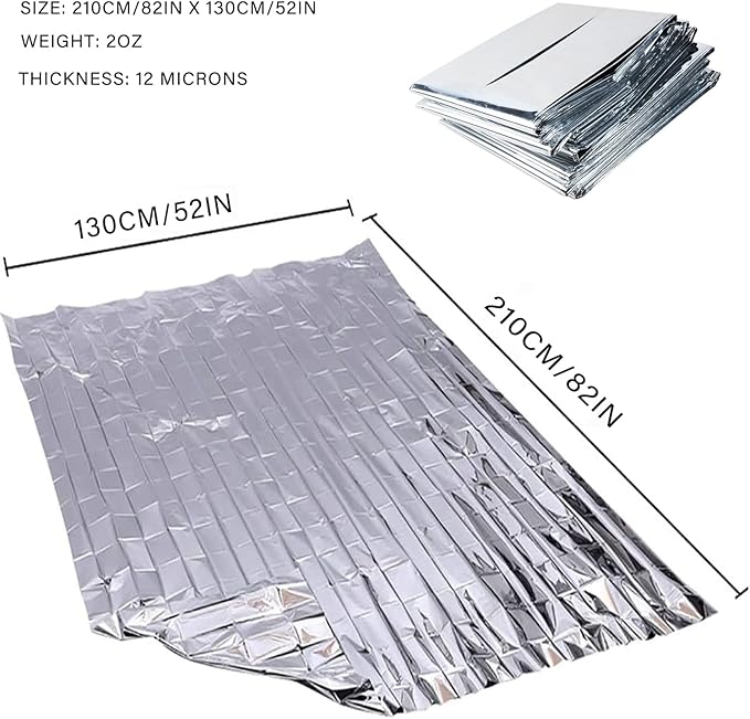 Emergency Foil Blanket, Survival Thermal Mylar Blankets Individually Packaged Perfect for Outdoors, Hiking, Survival, Marathons or First Aid