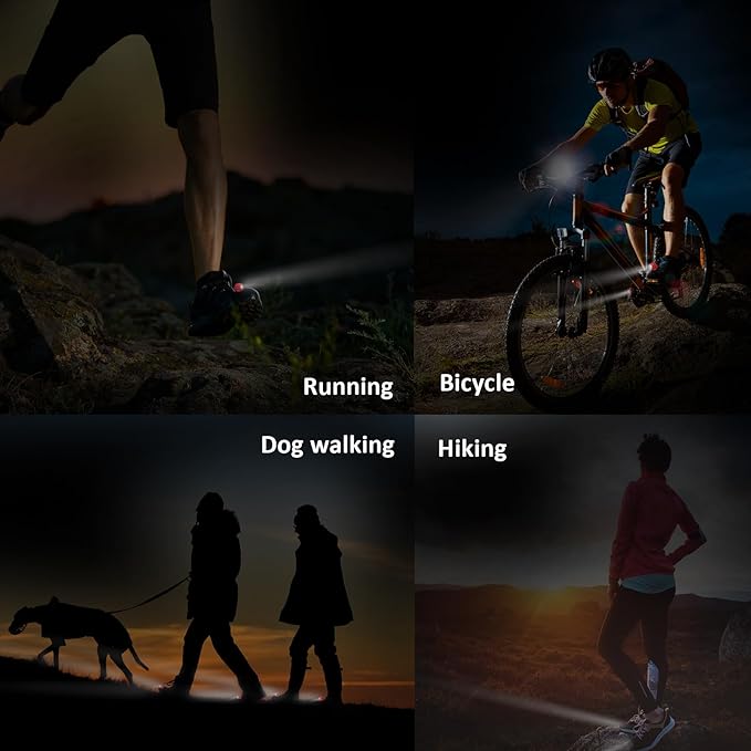 RAHAN Rechargeable Headlights for Croc 2pcs,Flashlights Attachment for Crocs, LED Shoes Light with 3 Light Modes for Dog Walking, Camping, Running, Suitable for Adults, Red