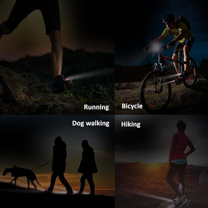 RAHAN Rechargeable Headlights for Croc 2pcs,Flashlights Attachment for Crocs, LED Shoes Light with 3 Light Modes for Dog Walking, Camping, Running, Suitable for Adults, Red