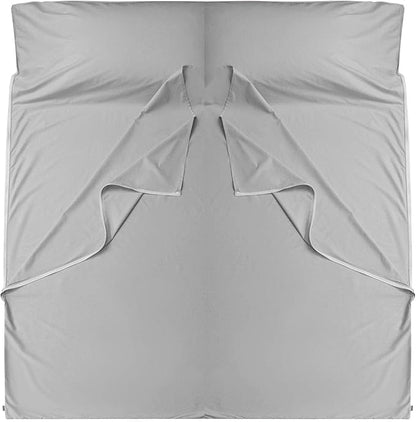 Brand - GANNAFEE Cotton Sleeping Bag Liner with Zipper - 100% Cotton Travel Sheet Sleep Sack Adult - Travel Sleeping Bag for Hotels Camping Hiking