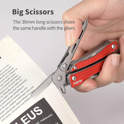 Nextool EDC Keychain Multitool, 10 in 1 Mini Pocket Knife Multi Tool with Needlenose Pliers, Scissors, Mini Useful Cool Gadgets for Men, Father's Day Gifts from Daughter-Red