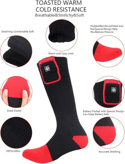 Heated Socks Men Women Battery Sock for Cold Feet Thermal Electric Socks for Camping Winter Footwarmers