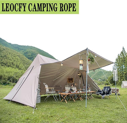 10 Pack 4mm Outdoor Guy Lines Tent Cords Reflective Canopy Wind Rope Lightweight Camping Rope with Aluminum Guylines Adjuster for Tent Tarp, Canopy Shelter, Camping, Hiking, Backpacking White