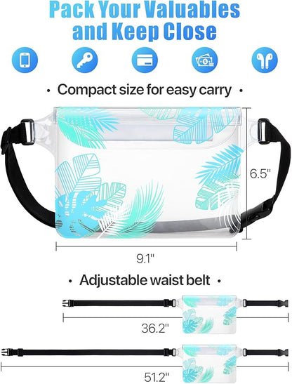 F-color Waterproof Fanny Pack - Waterproof Phone Pouch with Waist Strap - Cruise Essentials 2025 Must Haves Waterproof Pouch Dry Bag Keep Phone Valuables Safe for Beach Kayaking Boating Fishing