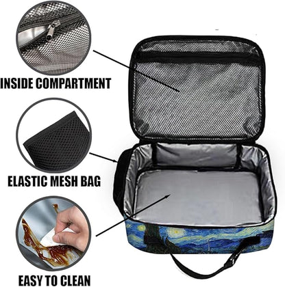 Van Gogh Lunch Bag Reusable Insulated Starry Night Lunch Box Keep Food Cooler Thermal Lunch Tote for Women Men