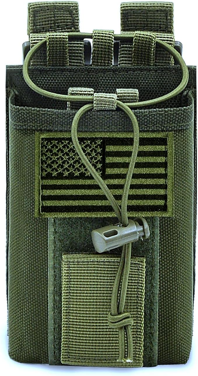 Molle Radio Pouch Holster Tactical Holder Duty Belt Accessories Military Heavy Bag for Two Ways Walkie Talkies Adjustable Storage with 1 Pack Patch