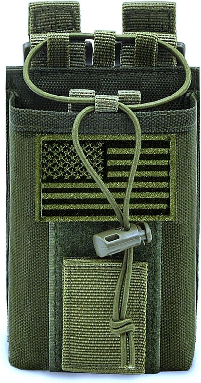 Molle Radio Pouch Holster Tactical Holder Duty Belt Accessories Military Heavy Bag for Two Ways Walkie Talkies Adjustable Storage with 1 Pack Patch