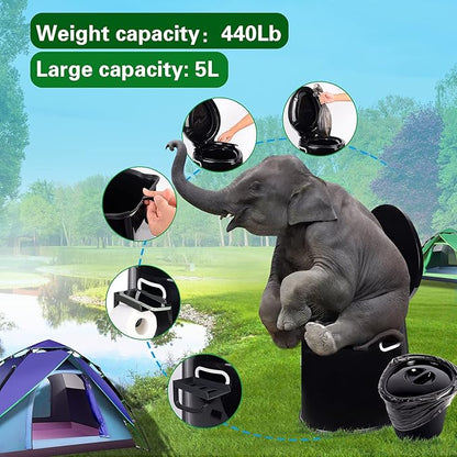 Portable Toilet, Adult and Child Toilet, 5.3 Gallon Mobile Toilet Bucket, Camping and Rv Toilet, Suitable for Camping, Hiking, Rv, Boat, Bedroom