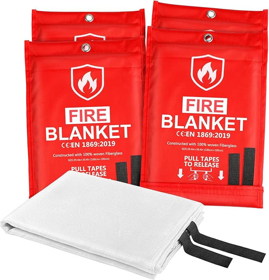 HOMEXCEL Fire Blanket Emergency for Home and Kitchen - 4 Pack, Emergency Fire Retardant Blankets, Flame Suppression Fiberglass Fire Blanket for House Camping Grill Car Office Warehouse Survival Safety