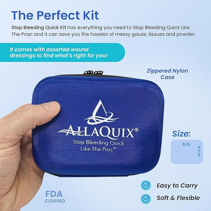Stop Bleeding Quick Kit - First-aid with AllaQuix Stop Bleeding Gauze (Blood clotting Bandage) (Deluxe)…