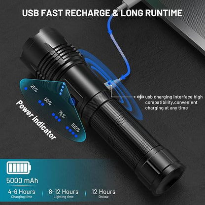 Rechargeable Flashlights High Lumens, 990,000 Lumens Bright Led Flashlight with 7 Modes, Powerful Flash Light for Home Camping Hiking Outdoor