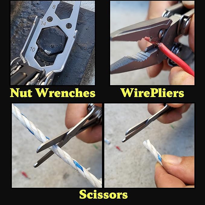 19-in-1 Stainless Steel Multitool - Versatile EDC Gear for Men | Camping, Fishing, Hiking & Firefighting | Pocket, Survival & Fishing Knife with Dual Force Functionality