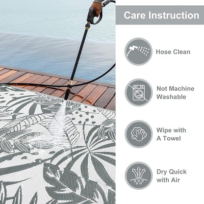 Anidaroel Outdoor Rugs 4x6ft for Patios Clearance Waterproof, Reversible Tropical Plastic Straw Camping Mat Outside Rug, Large Outdoor Area Rug for RV, Porch, Deck, Balcony, Picnic(4'x6')
