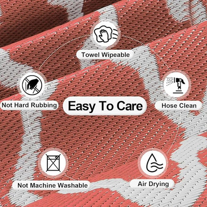 OutdoorLines Outdoor Plastic Area Rug for Patio 4x6 ft - Reversible Outside Carpet, Stain & UV Resistant RV Mats, Straw Rug for Camping, Deck Garden, Porch and Balcony, Moroccan/Orange & Light Grey