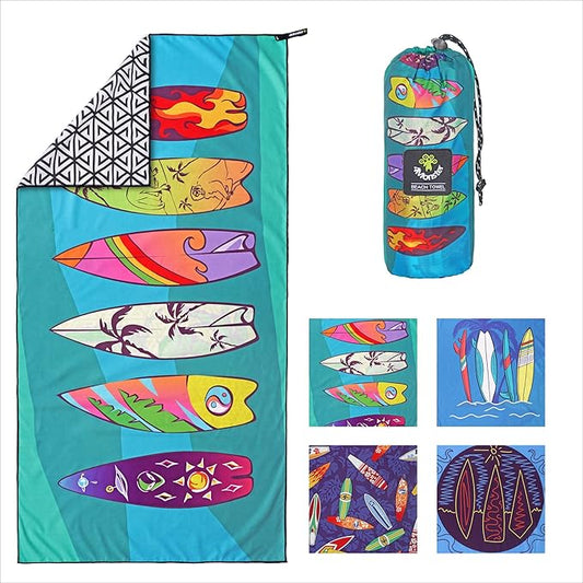 4Monster Microfiber Beach Towel Quick Dry,Super Absorbent Lightweight Travel Towel for Swimmers, Sand Free Camping Towel, Beach Towels for Pool, Swim, Water Sports,Yoga,Gym,Backpacking