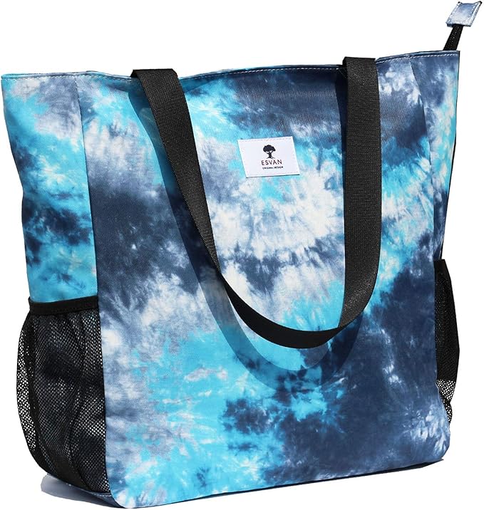 ESVAN Original Floral Water Resistant Large Tote Bag Shoulder Bag for Gym Beach Travel Daily Bags Upgraded