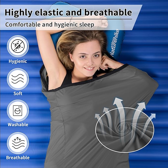 Naturehike High Elasticity Sleeping Bag Liner Lightweight Camping Travel Sheet - Portable Sleeping Sack for Camping, Travel, Hostels