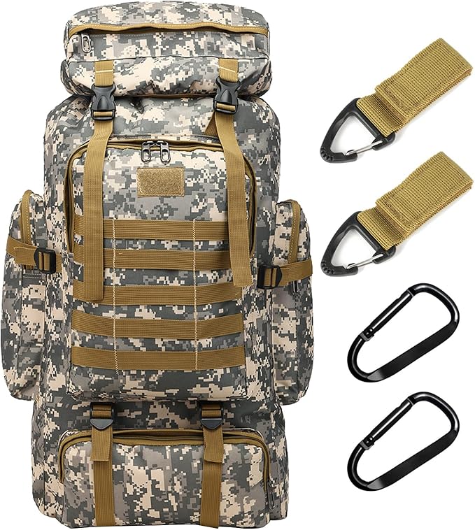 70L Waterproof Hiking Daypack Large Hiking Backpack, Hunting Camping Rucksack Backpack for Men Outdoor Sports Backpack (Urban Camouflage)
