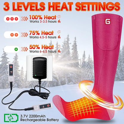 Heated Socks Rechargeable Electric Battery Heating Socks for Men Women with 3 Adjustable Heating Levels for Skiing Riding Hunting