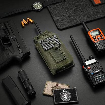 FRTKK Tactical Radio Holder Radio Holster Molle Radio Pouch Universal Radio Case Military Heavy Duty Radio Bag for Police Firefighter Two Ways Walkie Talkies Vest