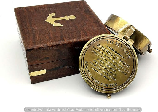 Engraved Brass to My Son Compass,My Son,to My Son,Son from Dad,Gift for Son,Father Son Gift,Mother Son Gift,Love Mom,Son from Mom, Love Dad