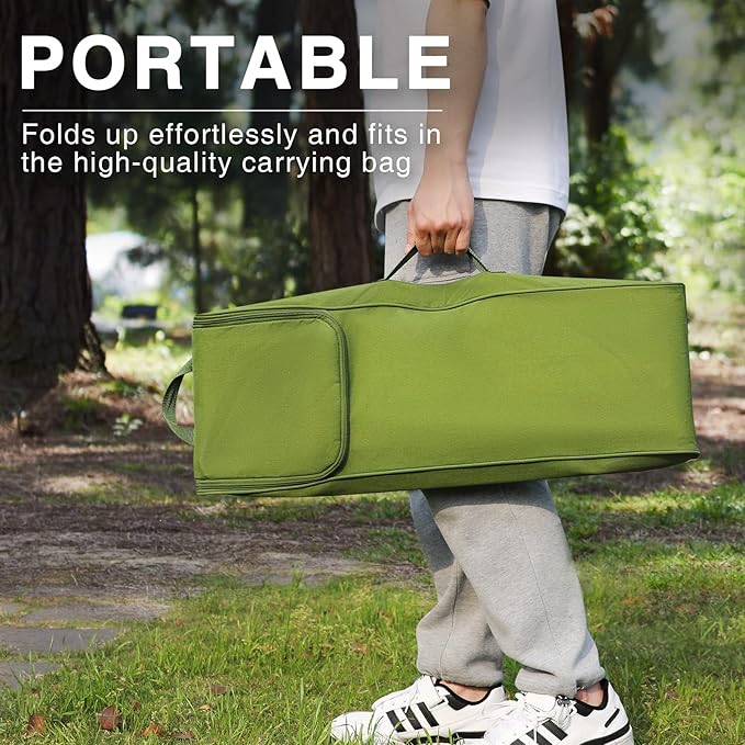 EVER ADVANCED Folding Camping Cot for Adults, Compact Sleeping Cots with Carry Bag, Portable Heavy Duty Foldable Camp Bed for Outdoor, Travel, Green