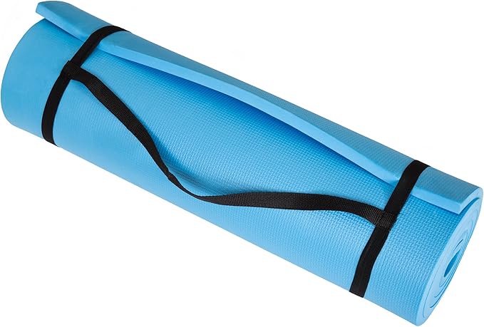 Extra-Thick Yoga Mat - Durable Comfort Non-Slip Foam Workout Mat for Fitness, Pilates, and Floor Exercises with Carrying Strap by Wakeman