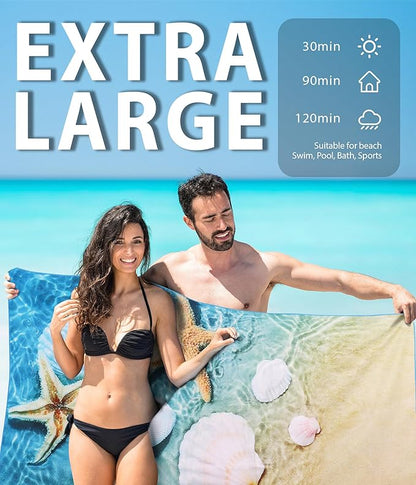 Microfiber Quick Dry Beach Towel – Lightweight Sand Free Oversized X-Large Towel Accessories Travel Must Have Swim Pool Yoga Camping Gear Summer Cruise Ship Compact Sandproof Item Gift Sandy Shore