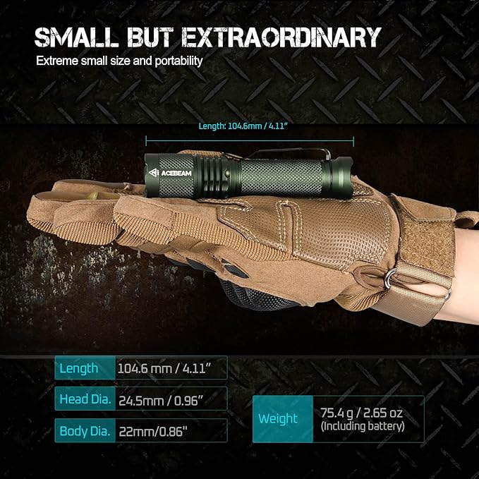 ACEBEAM TAC AA Tactical EDC Flashlight, 1000 High Lumens Flashlight Rechargeable, 280 Meters Long Range throw Pocket LED Flashlight, Super Bright Small Mini Flashlight for Camping, Emergency, Home