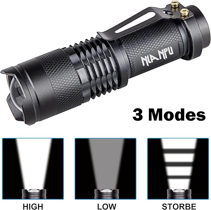 5 Pack SK-68 3 Modes Handheld Mini Cree Q5 LED Flashlight Torch Tactical Lamp 7w 300lm Adjustable Focus Zoomable Light