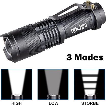 5 Pack SK-68 3 Modes Handheld Mini Cree Q5 LED Flashlight Torch Tactical Lamp 7w 300lm Adjustable Focus Zoomable Light