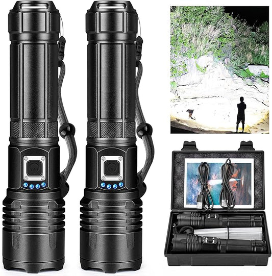 Cinlinso Flashlights High Lumens Rechargeable, 990,000 Lumens Super Bright Led Flash Light, IPX6 Waterproof, 5 Modes Brightest Powerful Handheld Flashlights for Camping Home Hunting
